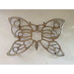 Leonard Silverplate Butterfly Trivet Vintage Footed Wall Hanging Made in Italy